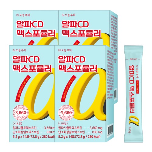 오늘부터 알파CD 맥스포뮬러 난소화성 알파시클로덱스트린 파인애플맛 14포, 4개