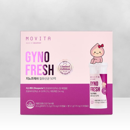 [네이버단독]모비타 50억 지노프레쉬 질유산균 리스펙타 임산부 장건강 여성 영양제 4개월분(파우치 90캡슐+병 30캡슐)