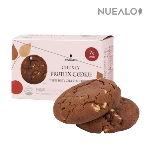 누알로 꾸덕한 단백질 쿠키 화이트더티초코 앤 크랜베리 맛 10개입 1박스 400g