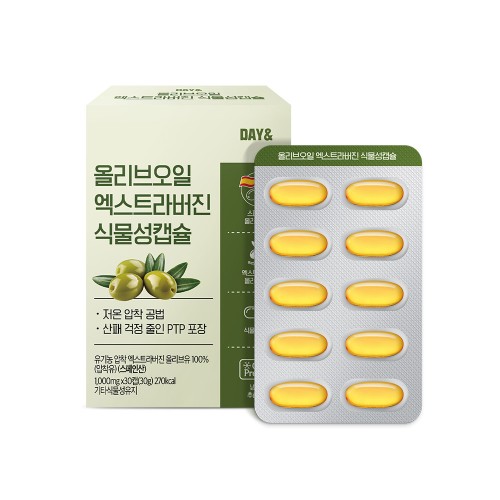 [유기농 올리브 원료100%] 데이앤 올레샷 올리브오일 캡슐 유기농 레몬 즙 샷 세트 590ml, 3개